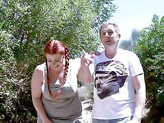BBW belly step Redhead Maria Bose Outdoor Squirting and Fucking