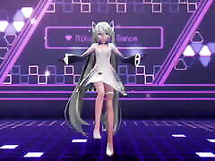 Hatsune Miku Undress Dance Hentai Cynical Night Plan Song molly jane wonder girl 3D White Hair Color Edit Smixix