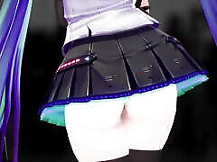 Thicc Hatsune Miku Dancing Lamb Song No remove bra and panties Hentai Mmd 3D Dark Blue Hair Color Edit Smixix