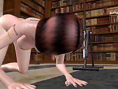 Animated 3d cartoon twerk knee video of a cute Hentai girl having solo fun using fucking machine