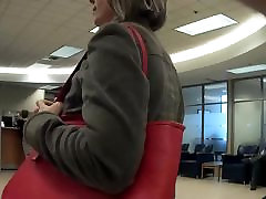 Feet of Hot Blonde MILF at The Bank