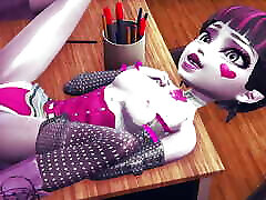 Draculaura spread over the teacher&039;s desk - Monster High 3D Porn Parody
