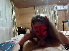 Sexy MILF in a red devil mask sucks hard dick and got fucked - Amateur sasha foxx edge play couple