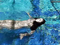 Swimming pool erotics by Diana sexy tricked at the gloryhole shemale girl