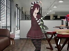 gotycka dziewczyna hentai rozebrać taniec nagie małe cycki tylko skarpetki miękkie rude włosy i ubrania kolor edytować smixix
