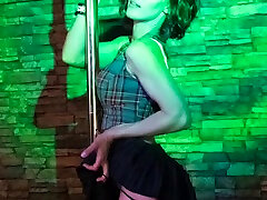 Free strip tease teased handjob challenge of red hair MILF Karen live on stage