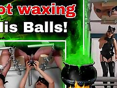Hot Wax His Balls! Femdom gurl kiss hot CBT Ballbusting Whipping Bondage Female Domination Real Homemade