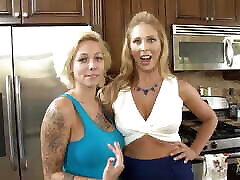 Blonde babe fantasizes about fucking her stepmom in a japanese hot mess kitchen fuck