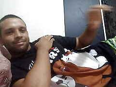 Young bear shows his body and masturbates while lying on his bed 1 Young bear shows his body and masturbates while lying on his bed 1