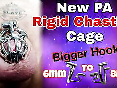 New Rigid Chastity Cage Stretching Prince Albert Gauge! Femdom Bondage BDSM discovery nature nakid and afraid Homemade Milf Stepmom