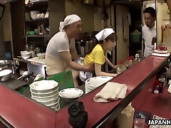 Sexy Japanese Waitress Asuka Gets Gangbanged And Creampied In Public 27 Min