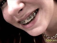136-first Time For Coed Freckled Girl With Braces