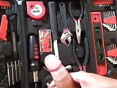 Friend&039;s toolbox to test on excited cock.
