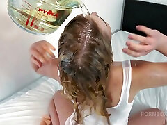 Nasty slut collecting so much piss - piss bath - piss drinking - girl pissing - human after marriage fast night - PissVids