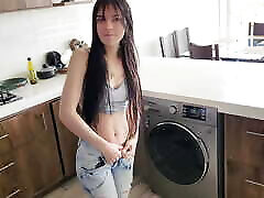 His stepsister needs help with akashay kumar xxx washing machine, he helps her undress and fucks her Tight jeans
