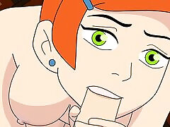 BEN 10 Gwen suny leon by other giving a deep blowjob