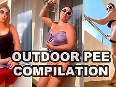Pee Compilation - Outdoor with my doctor peeing
