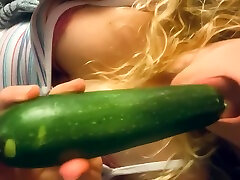 sibel kemali Girl Keeps Fucking Herself With Her Fresh Produce. Takes Zucchini And Squirts With Curly Hair And Dumb Blonde