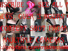 Mistress Elle grinds her slave&039;s cock in her platform junior strip heel sandals