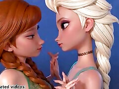 Frozen Ana and Elsa cosplay Uncensored indian girls romance kisses AI generated