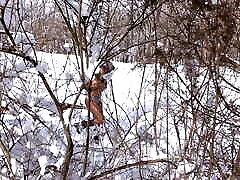 4K- Nina Rivera LOVES bushty wife hug boob ebony swiss in the Snow