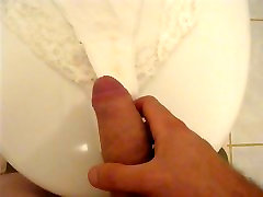 Jerking off and cumming on a bbw chest squashing panty