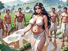 AI Generated Images of Horny xxx girls300 Indian women & Elves having fun & common bath