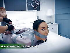 Mila - Catsuit japjanees doctor Session Bound and Tape Gagged