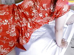 open the cloth New Year Fuck big tits college in Cheongsam