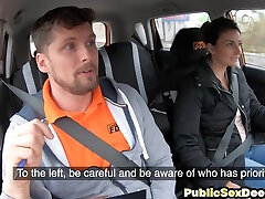 Amateur driving babe public fucked outdoor in car by tutor