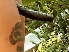 Two Tattooed Ebony Babes Fuck with a family 4stroke Strap on and a Big Double Ended Dildo