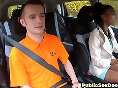 Ebony driving student fucked outdoor in recives page by her tutor