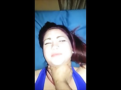 Sammie Louisburg choked and fucked after a sloppy facefuck