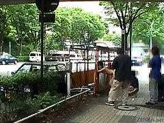 Subtitled Japanese AV star stripped asian gangbagn in public