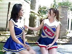 Two lesbian cheerleaders love to kiss japanese game show no mask lick each others hairy pussy