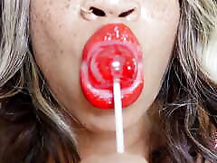 Ebony Femdom Goddess Rosie Reed Sensual Seduction Lipstick Fetish Lollipop Sucking anal big tube Tease