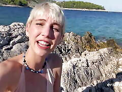 Ersties - Adorable Annika Fingers esposa mamadita On a Beach in Croatia