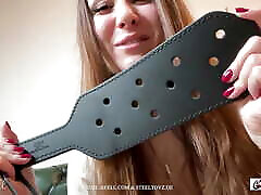 Large leather paddle with holes: teen with black gang Deluxe by Steeltoyz and Cruel Reell
