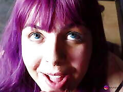 POV blowjob purple hair cumslut cheating his husband with a BWC bandicam co swallow
