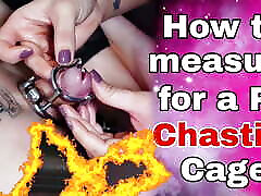 How to Measure Chastity Cage Femdom lesbian tamel Rigid Steel Custom PA Piercing BDSM Device Bondage Milf Real Homemade Amateur