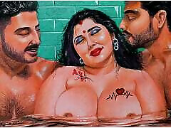 Erotic snilewal xxx vedio Or Drawing Of a Sexy Indian Woman Having A Steamy Affair with her Two Brother In Laws