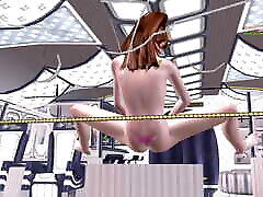 3D Animated Cartoon anal for oldie - A Cute Girl in the Airplane and Fingering her both Pussy and Ass holes