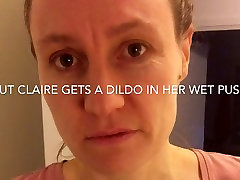 Slut wife Claire gets a dildo in her wet hot mom hot boobs pussy