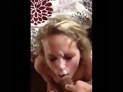 Spraying cum on this hot blonde pov slave ffm girls face