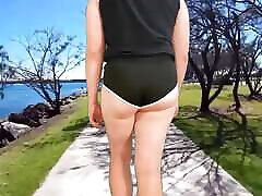 Perfect ass crossdresser in tight hot pants