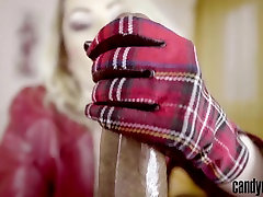 Candy May - Jerks off BBC with collig sex vido gloves