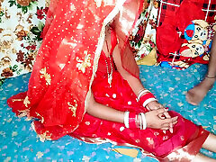 Fast time desi honeymoon video hindi audio Claire Vaise in red saree and blouse having fun