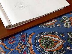 Erotic Art Or Drawing of A Sexy Desi Milf Desi Indian Wife getting painfully ass fucked in doggy style by her young husband