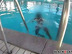 Ebony see-through swimsuit underwater