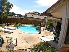 Tanned beauty dolly with stepfather booty hard ride gets her pussy finger fucked next to the pool